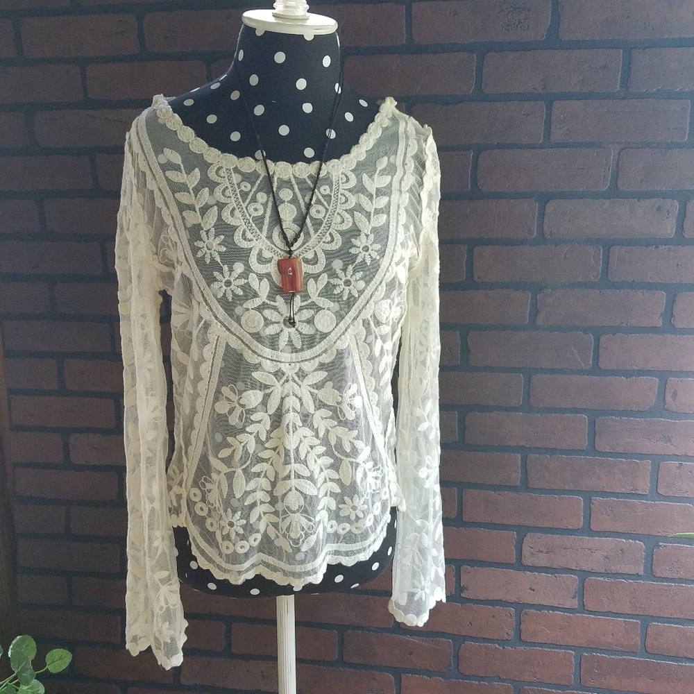 Lace embroidered top
